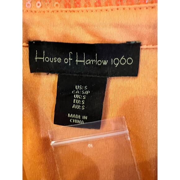 House Of Harlow 1960 Sequins Wrap Dress Orange NWT Small - Picture 5 of 14